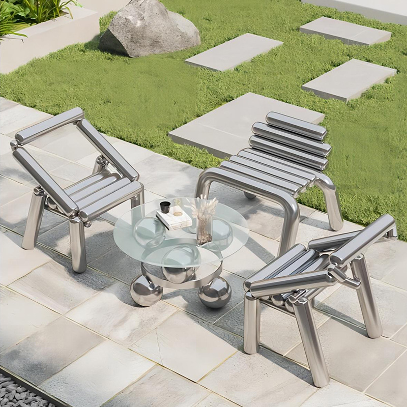 Outdoor Furniture Luxury - Silla de acero inoxidable, taburete sencillo