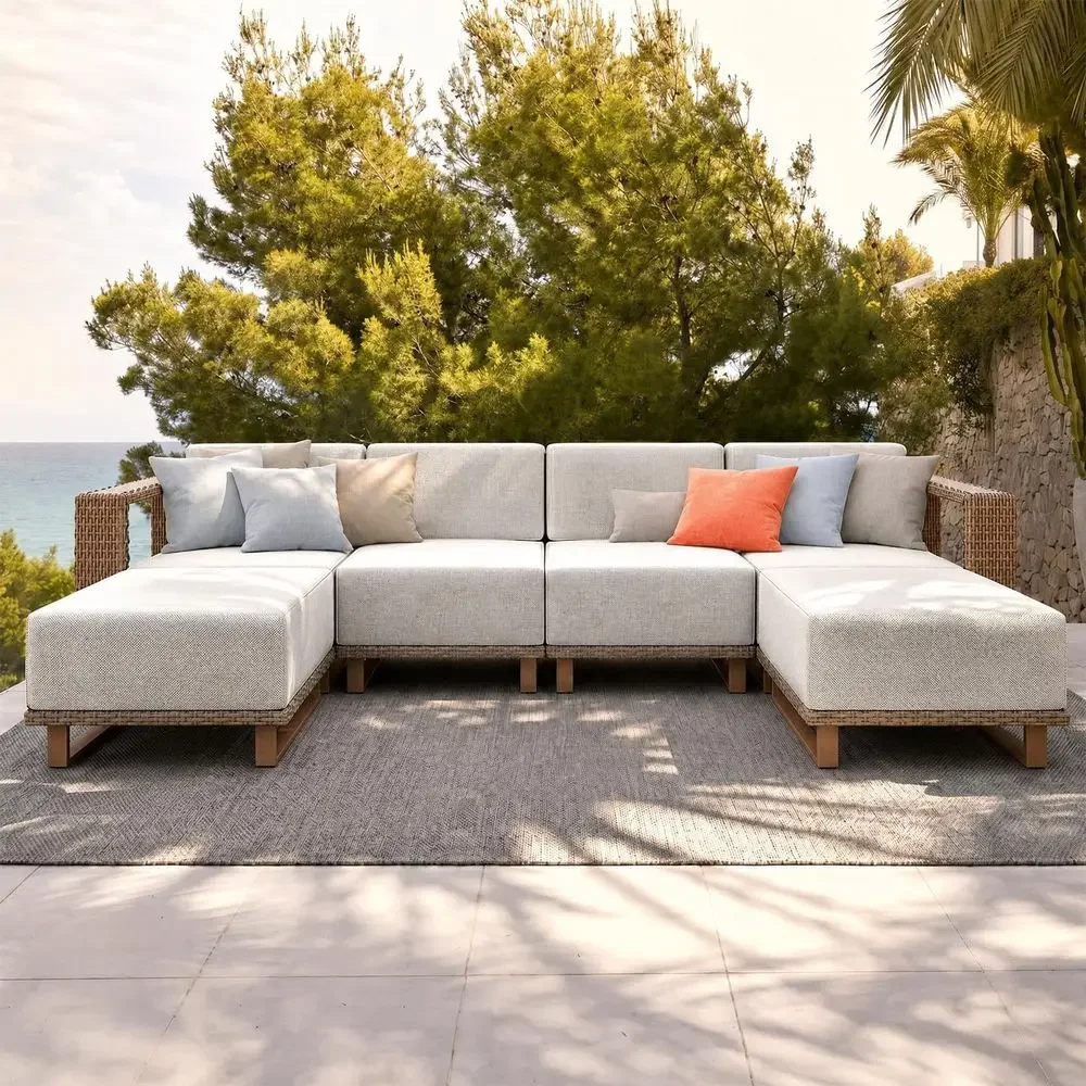 Juego de sofás de mimbre para  - Outdoor Furniture Luxury reseña y precio